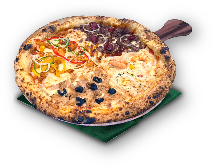 Pizza 4 Saisons avec viande et légumes
