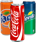 Boissons variées (Coca-cola, Fanta, Sprite)